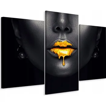 Obraz Obraz Triptych TVÁŘ Ženy Zlaté Rty 3D 90x60