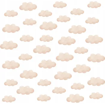 Obraz NÁLEPKY NA ZEĎ PRO DĚTI BÉŽOVÉ OBLÁČKY OBLAKA STYL BOHO SADA