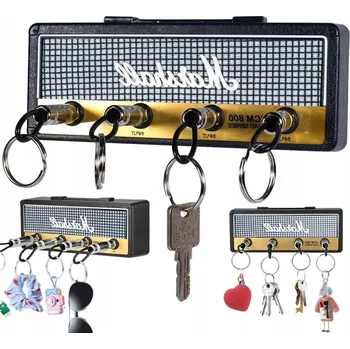 Věšák Černý kovový stojací věšák na klíče - 4 háčky