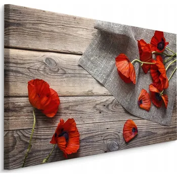 Obraz Obraz Červené VLČÍ MÁKY na Pozadí Starých Prken 3D 30x20