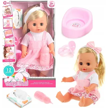 Panenka PANENKA MIMINKO Z DŹWIĘKIEM NOCNIKIEM S PŘÍSLUŠENSTVÍM PIJE A ČŮRÁ 30 CM