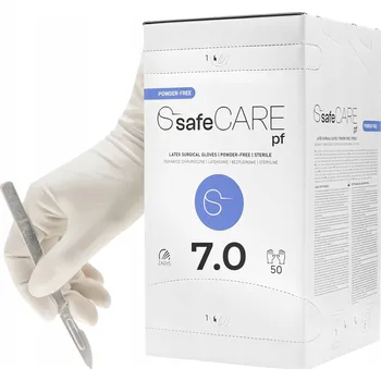 Vyšetřovací rukavice SafeCARE chirurgické latexové rukavice bez pudru, velikost 7.0, sterilní ZARYS, balení 50 kusů