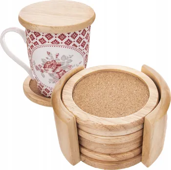 Obraz Podložka kulatý dřevo, korek 9,5 x 9,5 cm