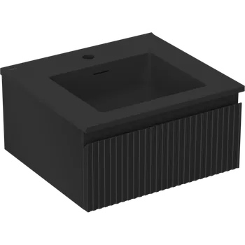 Koupelnový nábytek Mexen Rivel koupelnová skříňka 50 cm s umyvadlem Otis, 1 zásuvka, rýhovaná, černá mat - 91A20-05023-1-BF71-W18M71 Skříňky s umyvadlem