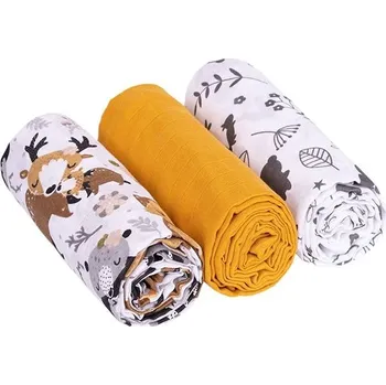 látková plena Baby Nellys Mušelínové pleny Lux - Lesní zvířátka 3 ks