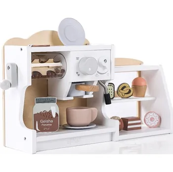 Dřevěná hračka eliNeli Velký dřevěný kávovar a obchod 2v1 - BAZAR