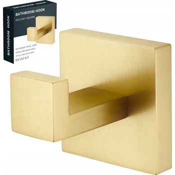 Držák na ručník DRŽÁK NA RUČNÍK DO KOUPELNY HÁČEK NA ZEĎ UCHYCENÍ DELVANT SQUARE ZLATÝ