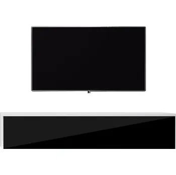 Televizní stolek TV stolek Oxy Single levý, bílý mat / černý lesk s LED osvětlením