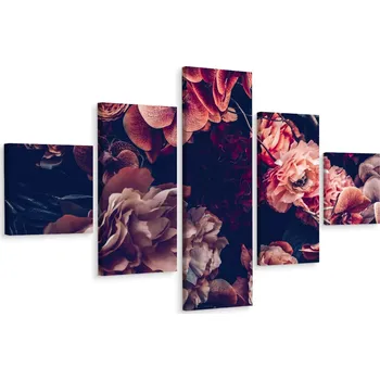 Obraz Pěti dílný obraz Květiny PŘÍRODA Retro dekorace 250x150 cm