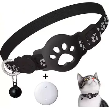 Obojek pro psa TopTechnology Velmi efektivní gps obojek pro kočky s lokalizátorem S10 kompatibilní s Google Find My (Černý+Bílý)