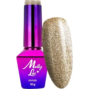 Lak na nehty Hybridní lak MOLLYLAC 10g Queens Of Life Bohaté Zlato Třpytky Zlaté Č. 38