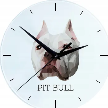 Hodiny Pitbull, Pit Bull skleněné nástěnné hodiny s geometrickým psem