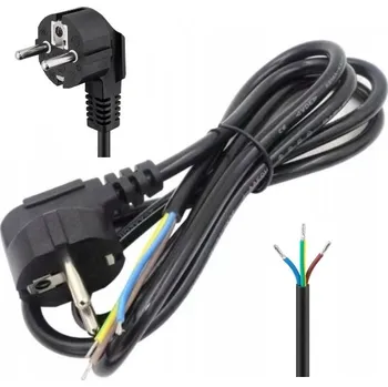 Napájecí kabel Napájecí kabel s vidlicí, 1,5m úhlový připojovací kabel 3 x 0,75mm2