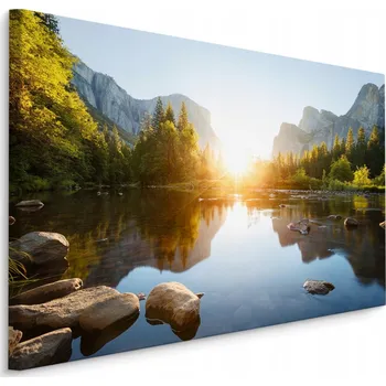 Obraz Nástěnný obraz HORY Stromy Jezero Krajina 3D 30x20