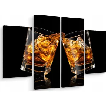 Obraz Čtyřdílný obraz do kanceláře WHISKY VE SKLENICI 80x60