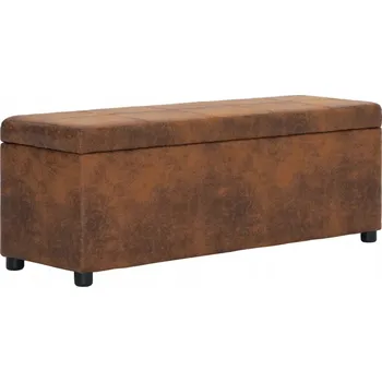 Lavice s úložným prostorem, čalounění ze syntetické semišové kůže, hnědá, 116x38x43 cm