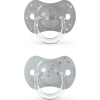 Dudlík Suavinex ortodontické silikonové šedé 18 m + 2 ks