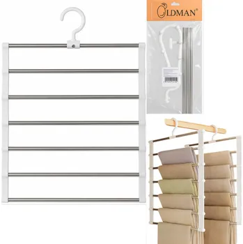 Věšák Věšák na kalhoty, 6 úrovní, ocel, silikonový organizér do skříně Oldman, 36x48 cm