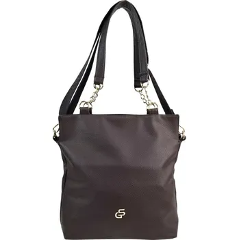 Kabelka GROSSO Čokoládově hnědá kabelka přes rameno se zlatými doplňky + doprava zdarma