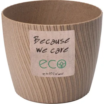 Obal na květináč Obal na květník MIKA ECO WOOD plastový d19x16cm