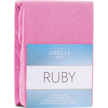 Froté prostěradlo s gumou AmeliaHome Ruby růžové, velikost 100-120x200+30