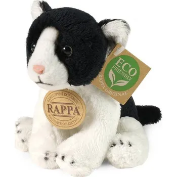 plyšák PLYŠ Kočka plyšová černo-bílá sedící 14 cm ECO-FRIENDLY