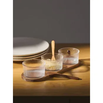 Stolování Sinsay - Servírovací tác se třemi miskami a lžičkami - béžová - 860IL-80X - 860IL-80X-ONE