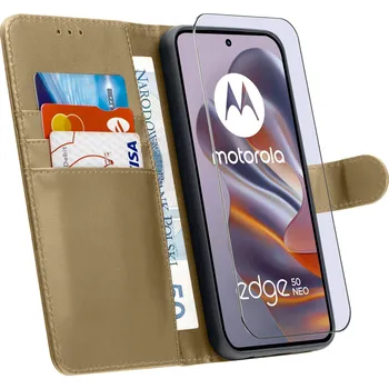 Pouzdro na mobilní telefon Flipové pouzdro KrainaGSM pro Motorola Edge 50 Neo, zlaté