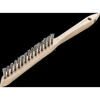 Drátěný kartáč Lessmann 104611 | Ruční kartáč Standard dřevěná rukojeť 1-radová, nerezový drát zvlněný 0,35