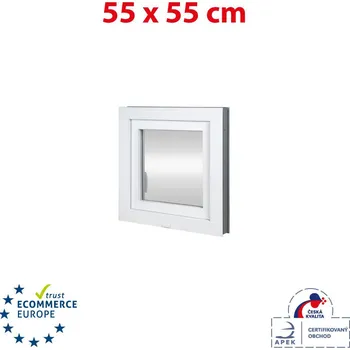Okno Plastové okno 55x55 cm (550x550mm) otevíravé i sklopné levé bílé TROJSKLO Trocal