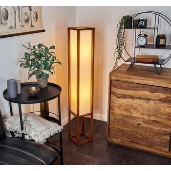 Stojací lampa Brilliant 93093/09 Stojanová lampa SEASIDE 120cm textilie + DŘEVO