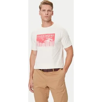 Pánské oblečení Gant T-Shirt 2003342 Écru Regular Fit 3XL
