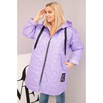 Kesi Włoski Dámská bunda Plus Size prošívaná s kapucí a nápisem HOPE světle fialová Kesi Włoski fialová 3501470