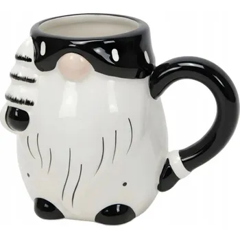 VÁNOČNÍ KERAMICKÝ HRNEK GNÓM 400ML ČERNO-BÍLÝ NA KÁVU DÁREK