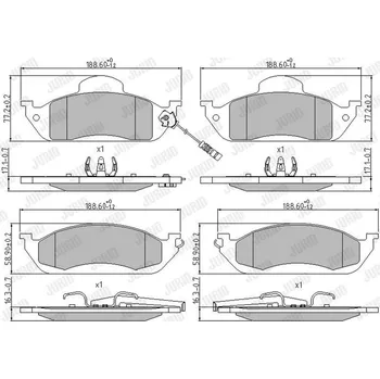 Brzdová destička Sada brzdových destiček, kotoučová brzda JURID 573034J