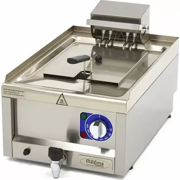 Kuchyňský gril Maxima Fritéza - 10L - 1 koš - s vypouštěcím kohoutem - 400V | 09391640