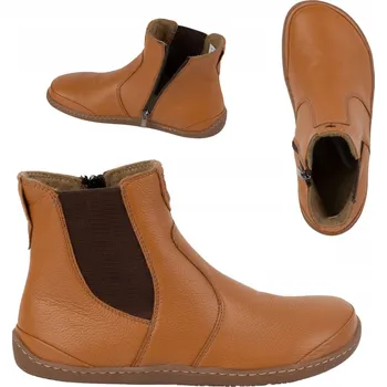 Dámská zimní obuv Dámské barefoot kotníkové boty se zipem zateplené 1263 hnědé 36