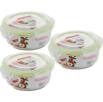 Dóza na potraviny SKLENĚNÉ NÁDOBY NA POTRAVINY KULATÝ 620 ml OBĚDOVÝ BOX ŽÁRUVZDORNÝ SNÍDAŇOVÝ BOX
