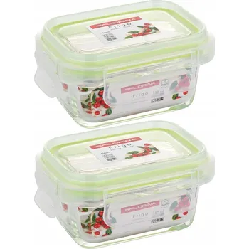 Dóza na potraviny 2x MALÁ SKLENĚNÁ NÁDOBA NA POTRAVINY 150 Ml OBĚDOVÝ BOX, REKTANGULÁRNÍ KRABIČKA