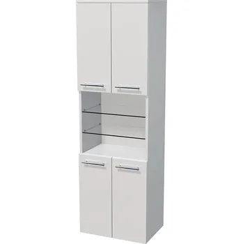 Koupelnový nábytek Intedoor Skříňka vysoká se 4 dvířky 50 x 35 x 162 cm, otevřené police, bílá, UNI SV 162/50 4D OP
