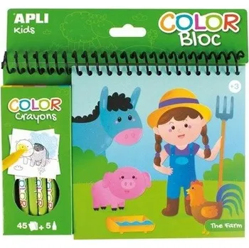 omalovánky Omalovánky s pastelkami Apli Kids - Farma