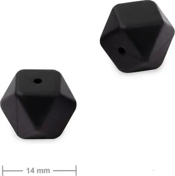 Dětské navlékací korálky Silikonové korálky hexagon 14 mm Black