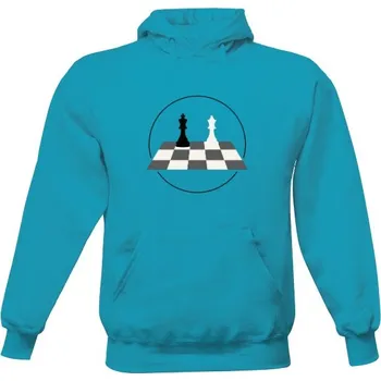 Pánská mikina Pánská mikina s kapucí s potiskem Černý král, bílá dáma v kruhu pánské