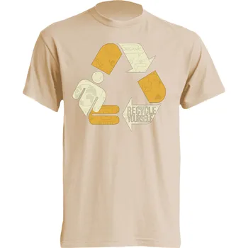 Pánské tričko panske_levne_tricko_potisk_recykluj_sebe Barva: Lime stone - krémová, velikost: L