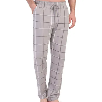 Šedé kárované pyžamové kalhoty pánské z bavlny 1P1636 šedá l