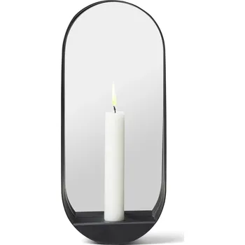 Svícen Gejst, Glim oválné zrcadlo se svícnem na klasickou svíčku, 28 cm, černé - Formadore