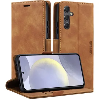 Pouzdro na mobilní telefon Flipové pouzdro Erbord pro Samsung Galaxy S24 hnědé