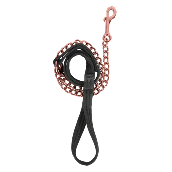 Vybavení pro koně Vodítko pro koně Soft s řetízkem Waldhausen Barva: černá/růžově zlatá