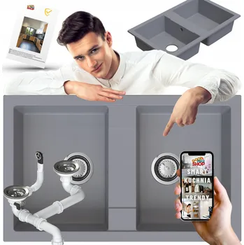 Granitový dřez Dvoukomorový granitový dřez GoodPriceShop KID béžový