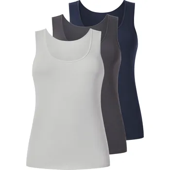 esmara® Dámské tílko XXL, 3 kusy (navy modrá / šedá, 3XL(56/58))